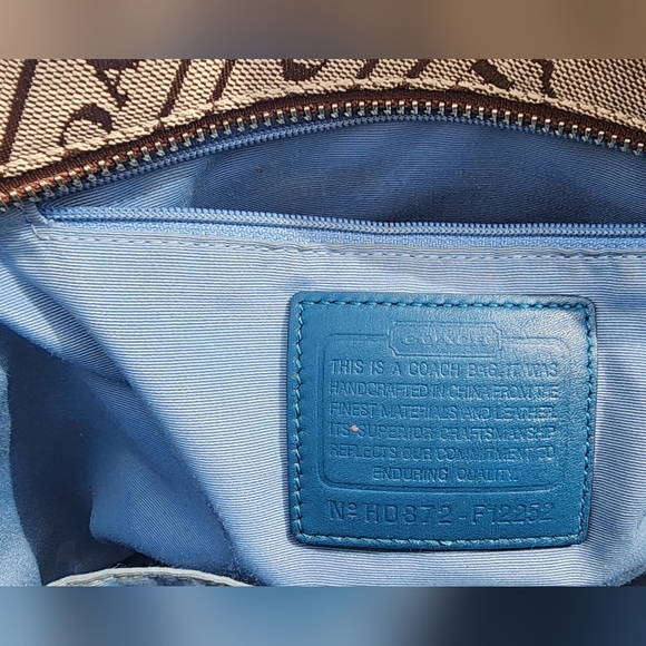 Coach signature Blue and Tan purse - Picture 3 of 5